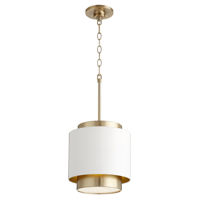 One Light Pendant in Studio White / Aged Brass finish