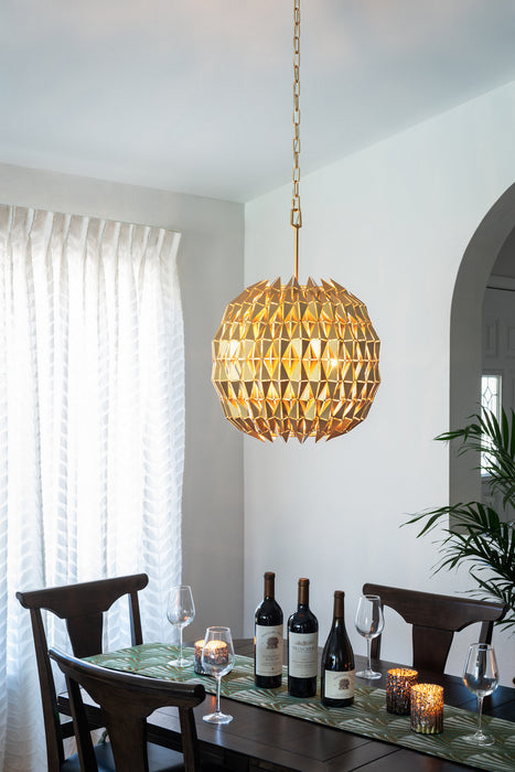 Three Light Pendant from the Forever collection in French Gold finish