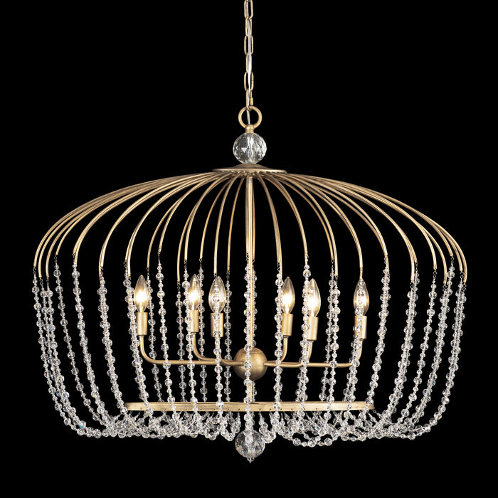 Six Light Pendant from the Voliere collection in Havana Gold finish