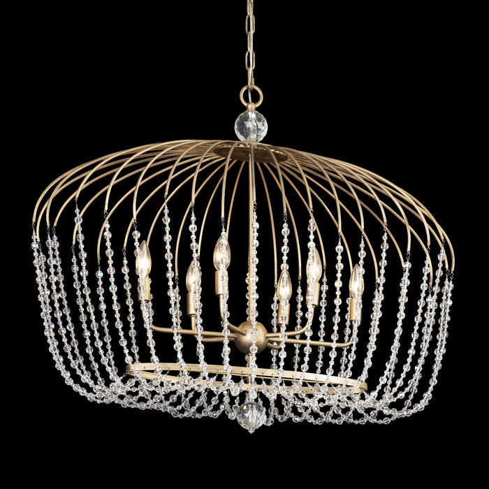 Six Light Pendant from the Voliere collection in Havana Gold finish