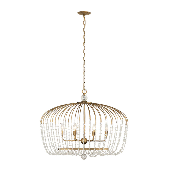 Six Light Pendant from the Voliere collection in Havana Gold finish