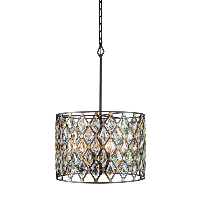 Four Light Pendant from the Windsor collection in Carbon/Havana Gold finish