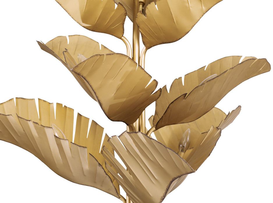 Nine Light Chandelier from the Banana Leaf collection in Gold finish