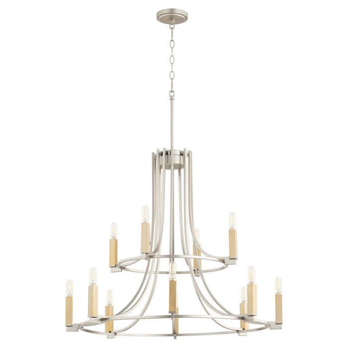12 Light Chandelier from the Olympus collection in Satin Nickel finish