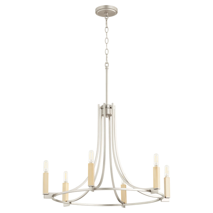 Six Light Chandelier from the Olympus collection in Satin Nickel finish
