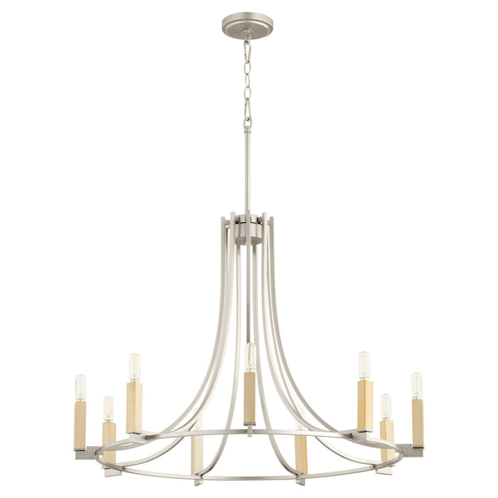 Nine Light Chandelier from the Olympus collection in Satin Nickel finish