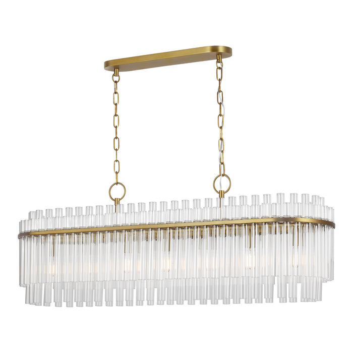 Seven Light Linear Chandelier from the BECKETT collection in Burnished Brass finish