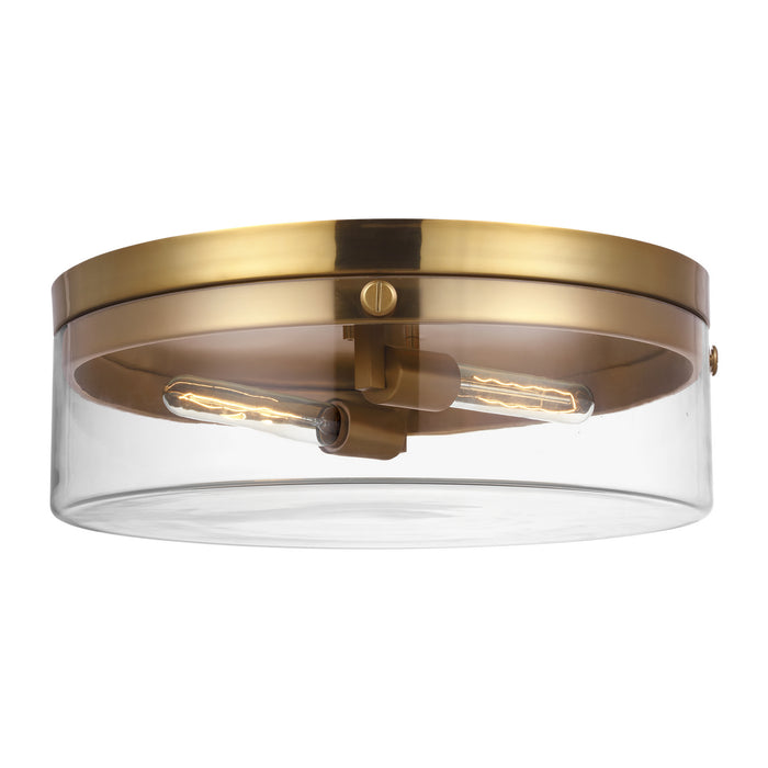 Two Light Flush Mount from the Garrett collection in Burnished Brass finish