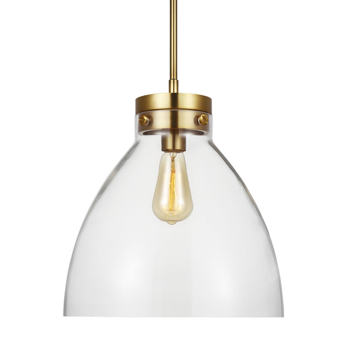 One Light Pendant from the Garrett collection in Burnished Brass finish
