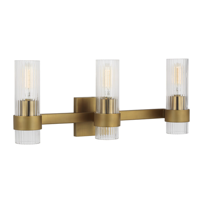 Three Light Vanity from the GENEVA collection in Burnished Brass finish
