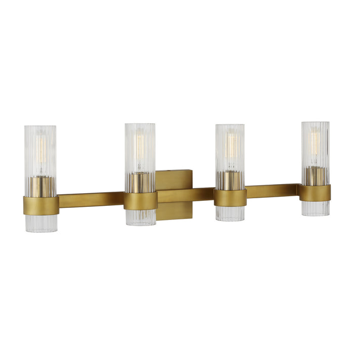 Four Light Vanity from the GENEVA collection in Burnished Brass finish