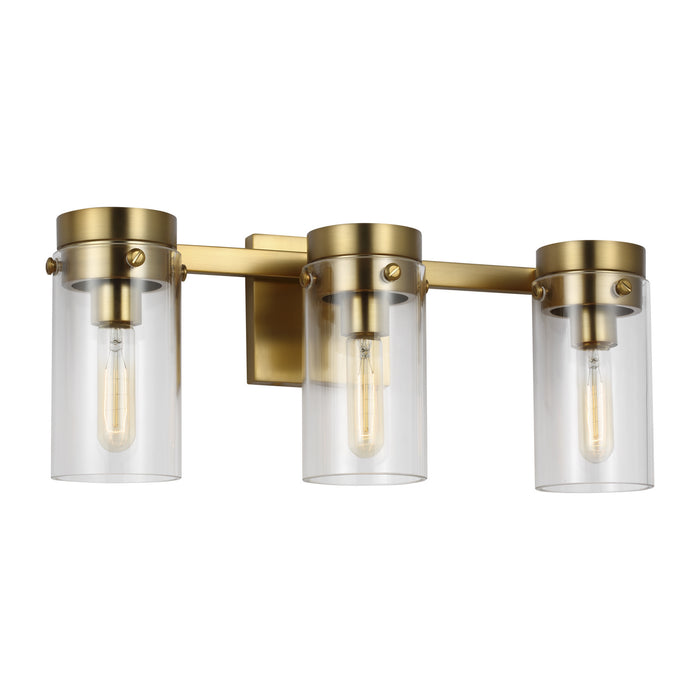 Three Light Vanity from the Garrett collection in Burnished Brass finish