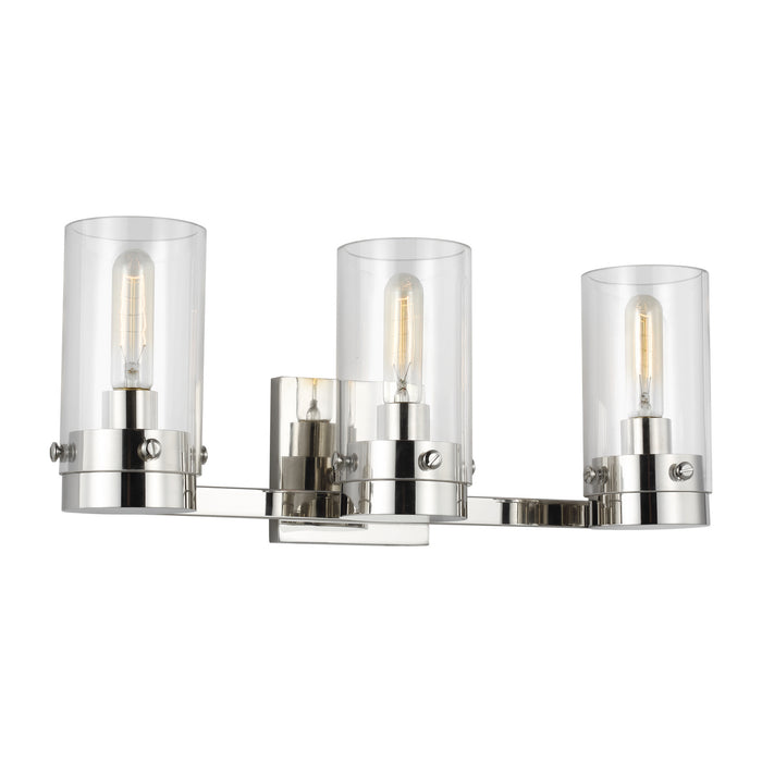Three Light Vanity from the Garrett collection in Polished Nickel finish