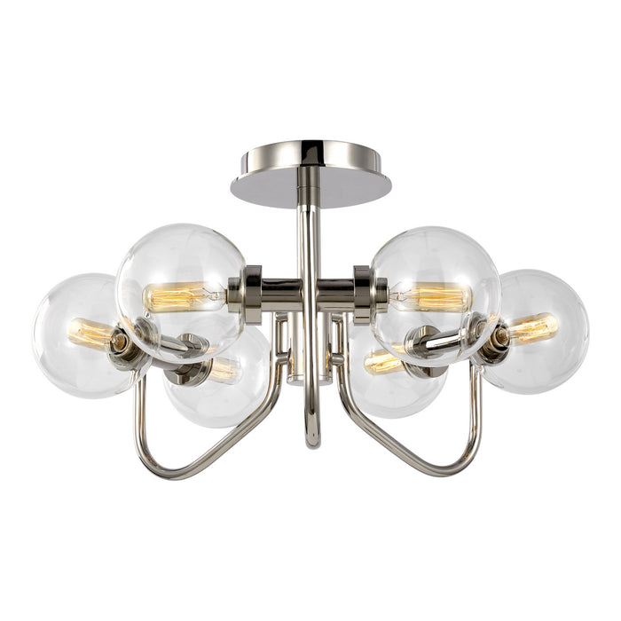 Six Light Semi-Flush Mount from the VERNE collection in Polished Nickel finish