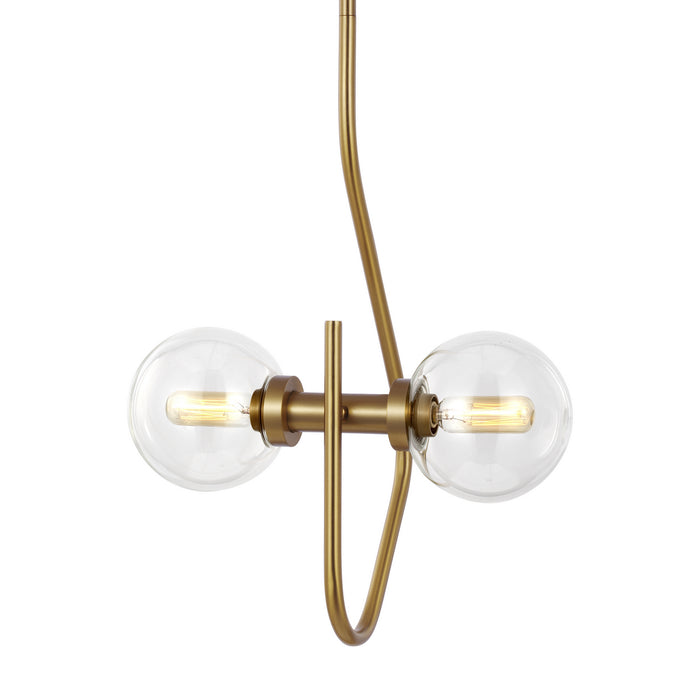 Two Light Pendant from the VERNE collection in Burnished Brass finish
