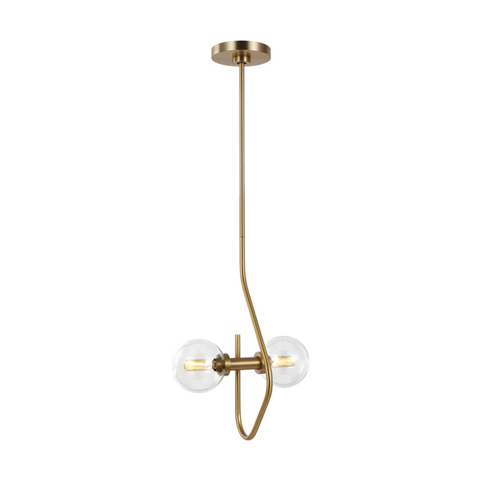 Two Light Pendant from the VERNE collection in Burnished Brass finish
