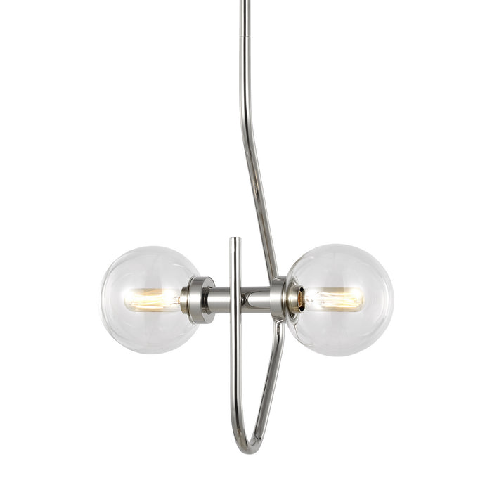 Two Light Pendant from the VERNE collection in Polished Nickel finish