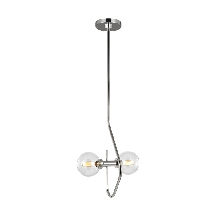 Two Light Pendant from the VERNE collection in Polished Nickel finish