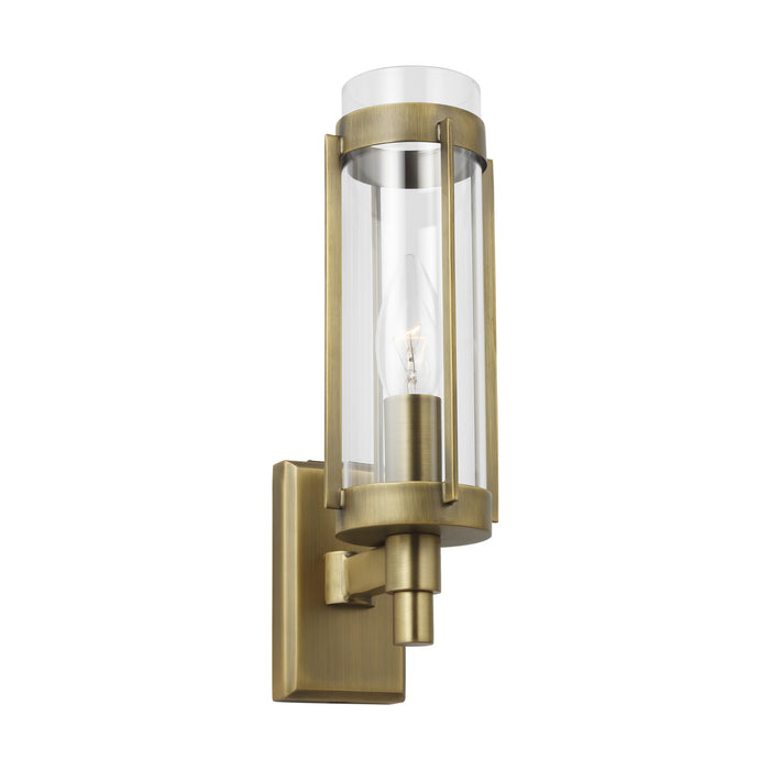 One Light Wall Sconce from the FLYNN collection in Time Worn Brass finish