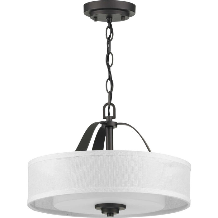Two Light Semi Flush Convertible from the Kene collection in Graphite finish