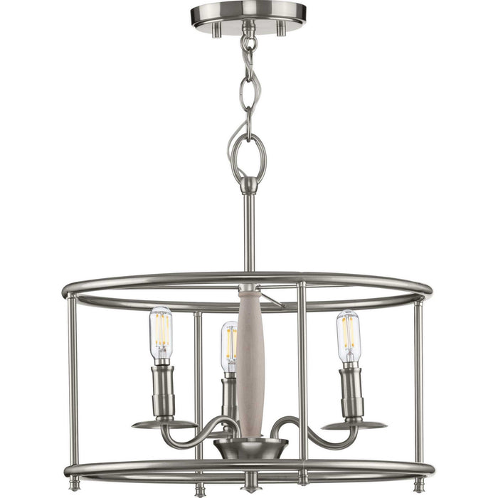 Three Light Semi Flush Convertible from the Durrell collection in Brushed Nickel finish