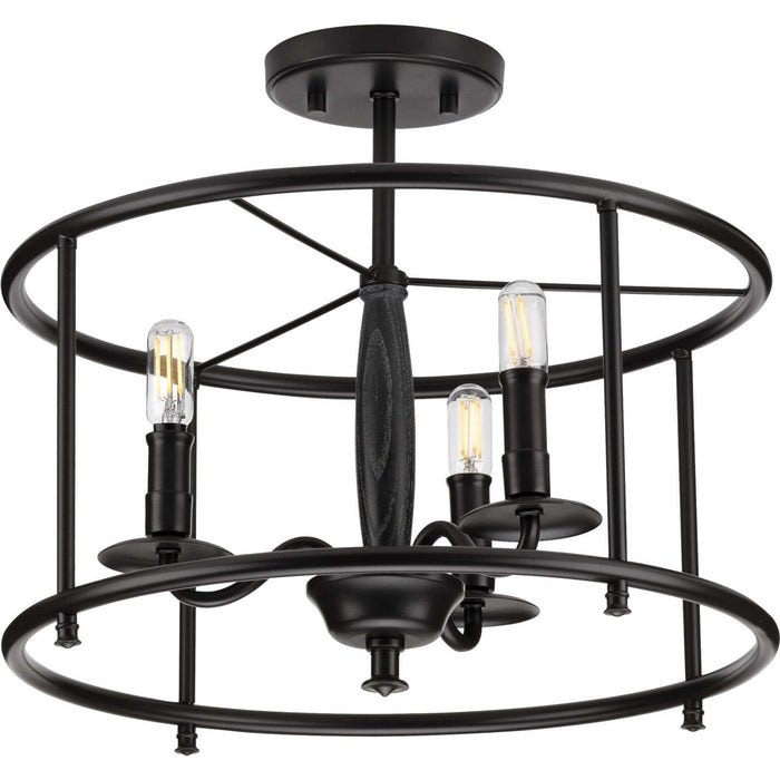 Three Light Semi Flush Convertible from the Durrell collection in Black finish