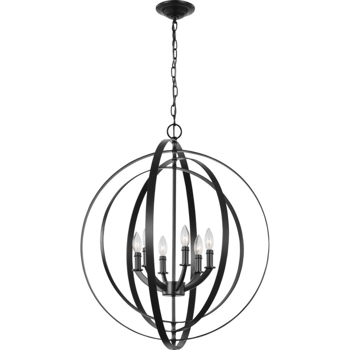 Six Light Pendant from the Equinox collection in Black finish