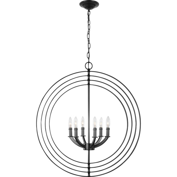 Six Light Pendant from the Equinox collection in Black finish