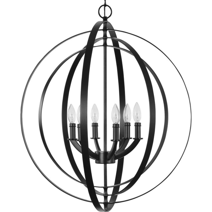 Six Light Pendant from the Equinox collection in Black finish