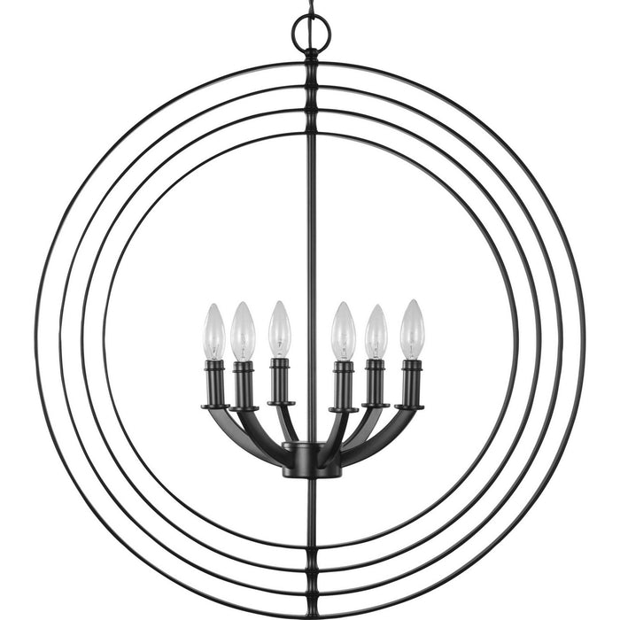 Six Light Pendant from the Equinox collection in Black finish