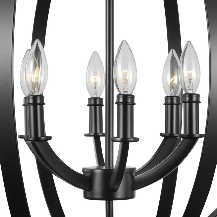 Six Light Pendant from the Equinox collection in Black finish