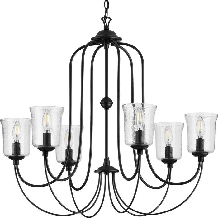 Six Light Chandelier from the Bowman collection in Black finish