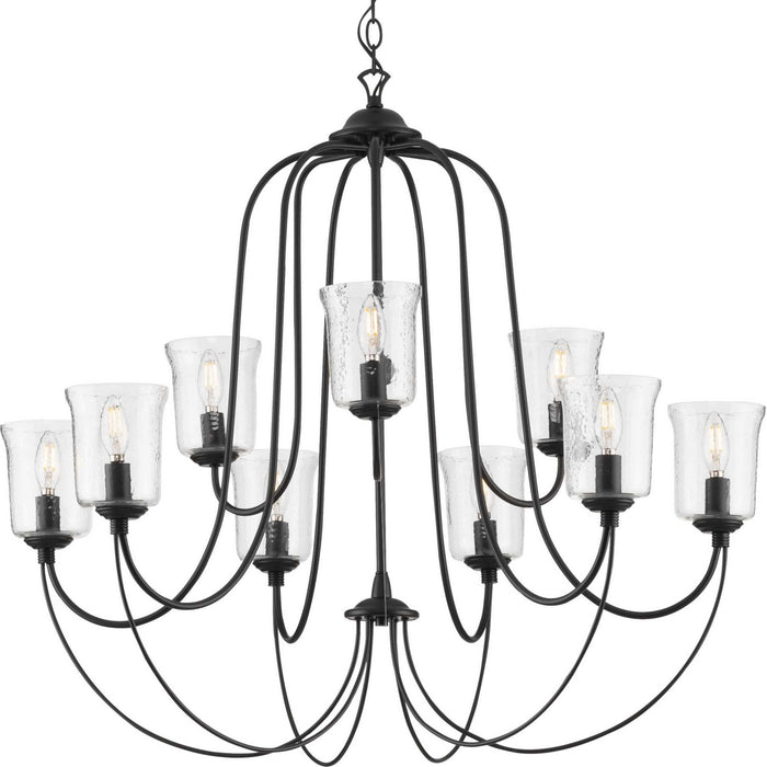 Nine Light Chandelier from the Bowman collection in Black finish