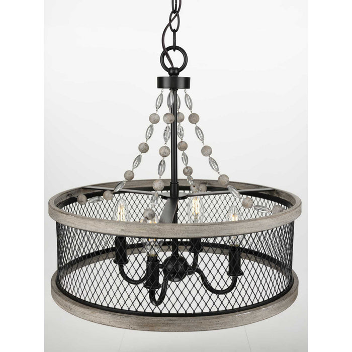 Four Light Chandelier from the Austelle collection in Antique Bronze finish