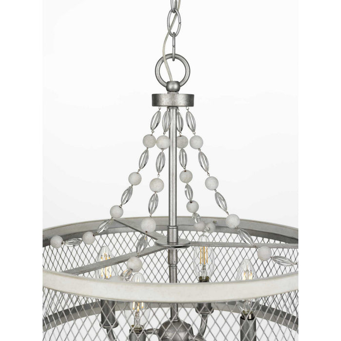 Four Light Chandelier from the Austelle collection in Galvanized finish