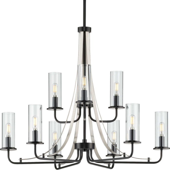 Nine Light Chandelier from the Riley collection in Black finish