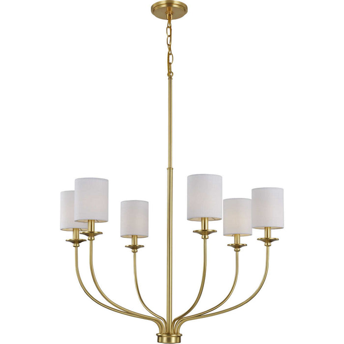 Six Light Foyer Chandelier from the Bonita collection in Satin Brass finish