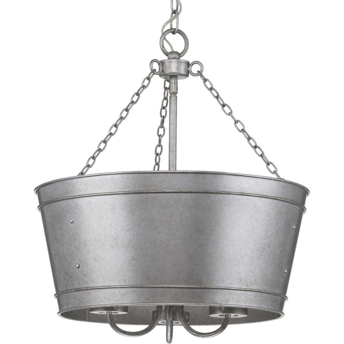 Three Light Outdoor Pendant from the Galveston collection in Galvanized finish