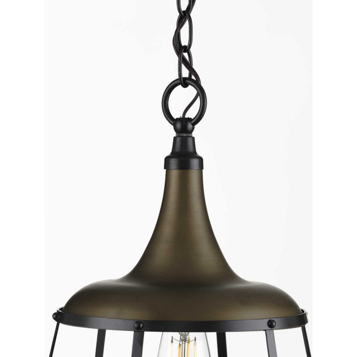 One Light Pendant from the Bastille collection in Aged Brass finish