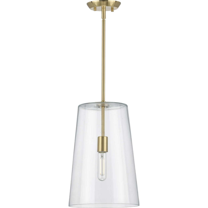 One Light Pendant from the Clarion collection in Satin Brass finish