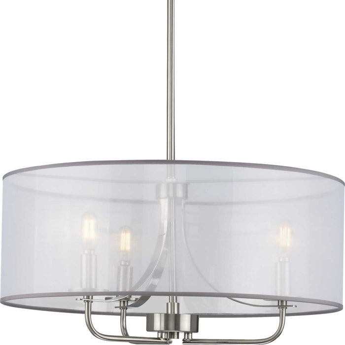 Three Light Pendant from the Riley collection in Brushed Nickel finish