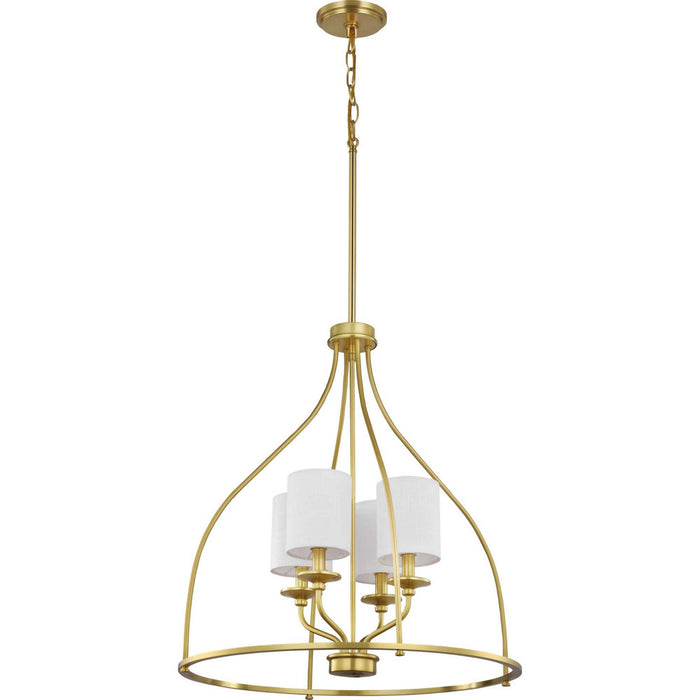 Four Light Foyer Chandelier from the Bonita collection in Satin Brass finish