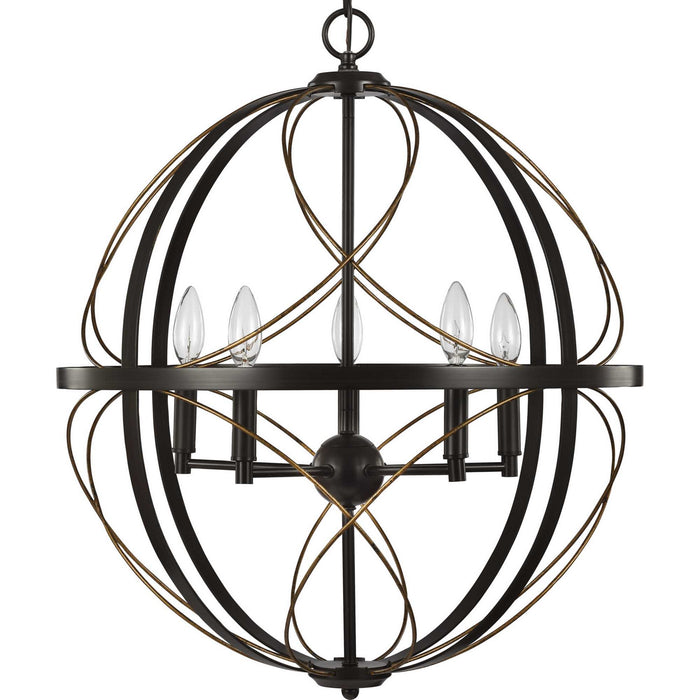 Five Light Pendant from the Brandywine collection in Antique Bronze finish