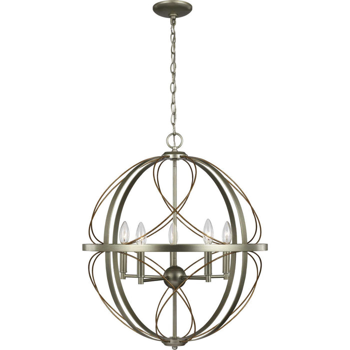 Five Light Pendant from the Brandywine collection in Silver Ridge finish