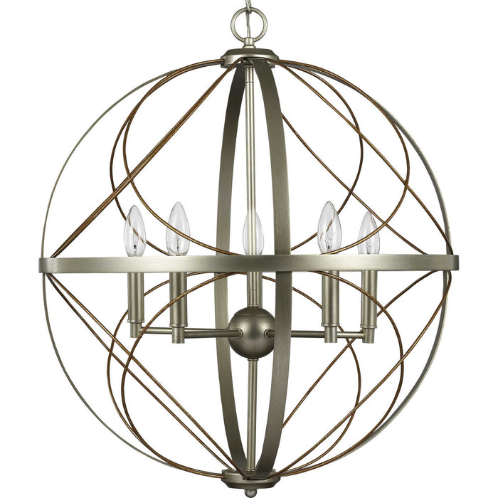 Five Light Pendant from the Brandywine collection in Silver Ridge finish