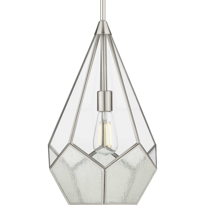 One Light Pendant from the Cinq collection in Brushed Nickel finish