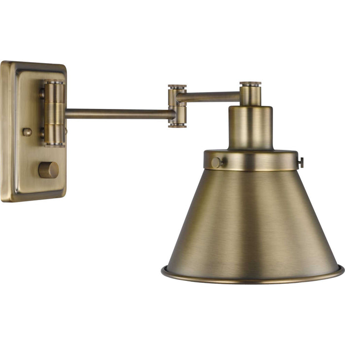 One Light Swing Arm Wall Lamp from the Hinton collection in Vintage Brass finish