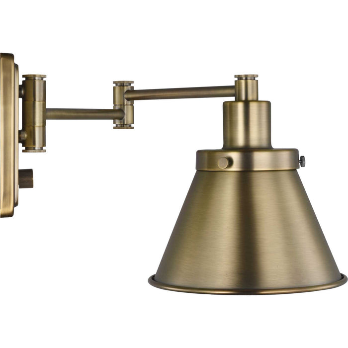 One Light Swing Arm Wall Lamp from the Hinton collection in Vintage Brass finish