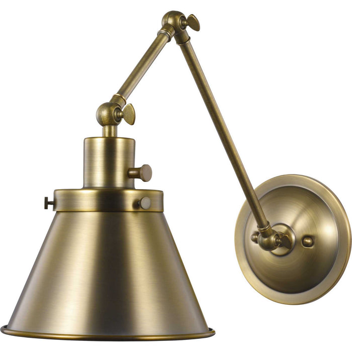 One Light Swing Arm Wall Lamp from the Hinton collection in Vintage Brass finish