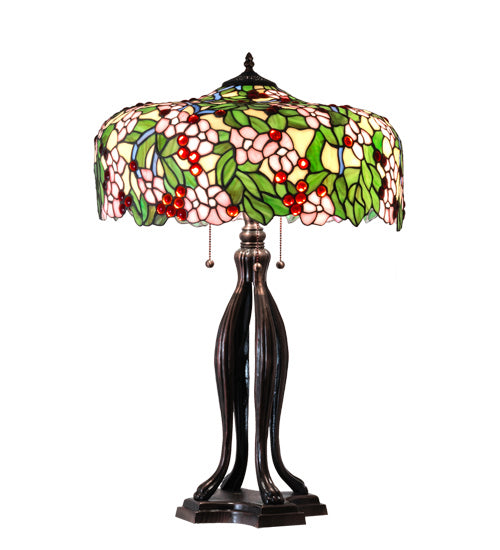 Three Light Table Lamp from the Tiffany Cherry Blossom collection in Mahogany Bronze finish